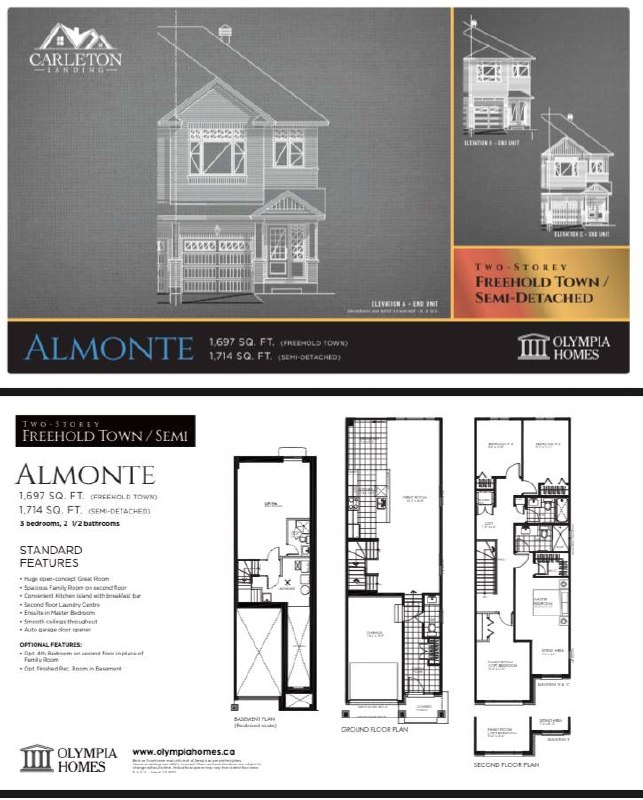 Almonte model home and floor plan — Olympia Homes Carleton Place